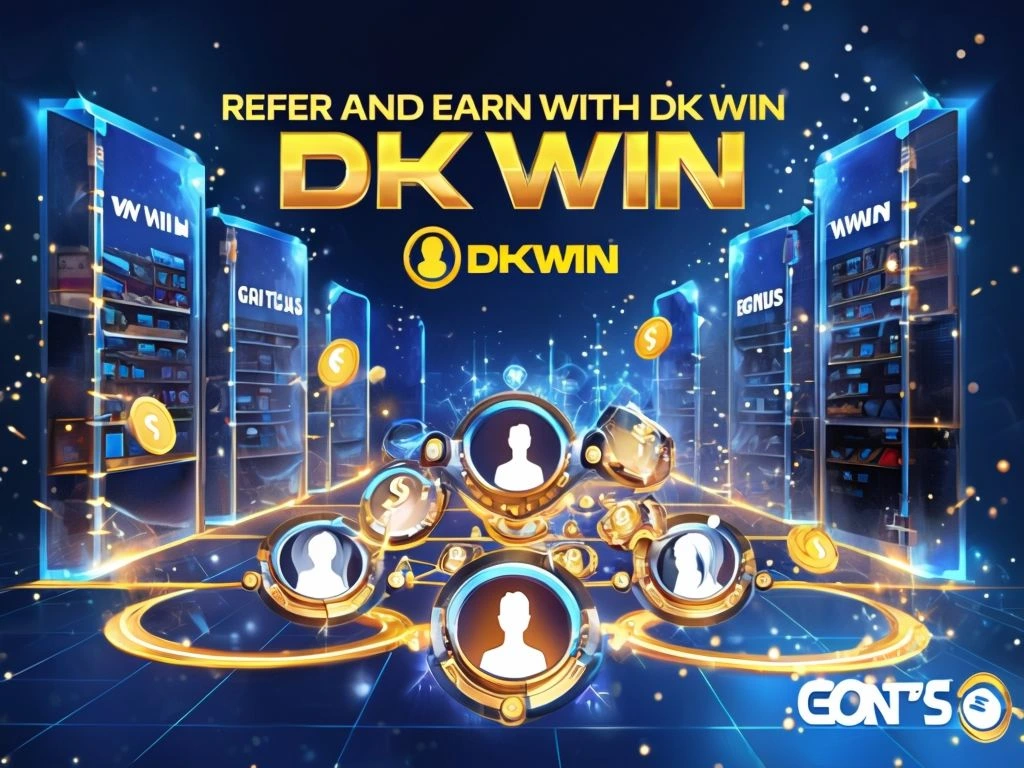 Futuristic Digital Advertisement Featuring DK Win Referral Program - dk win games