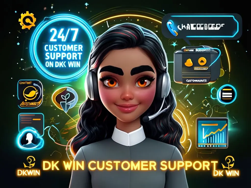 Futuristic Neon Illustration of Friendly Customer Support Agent -